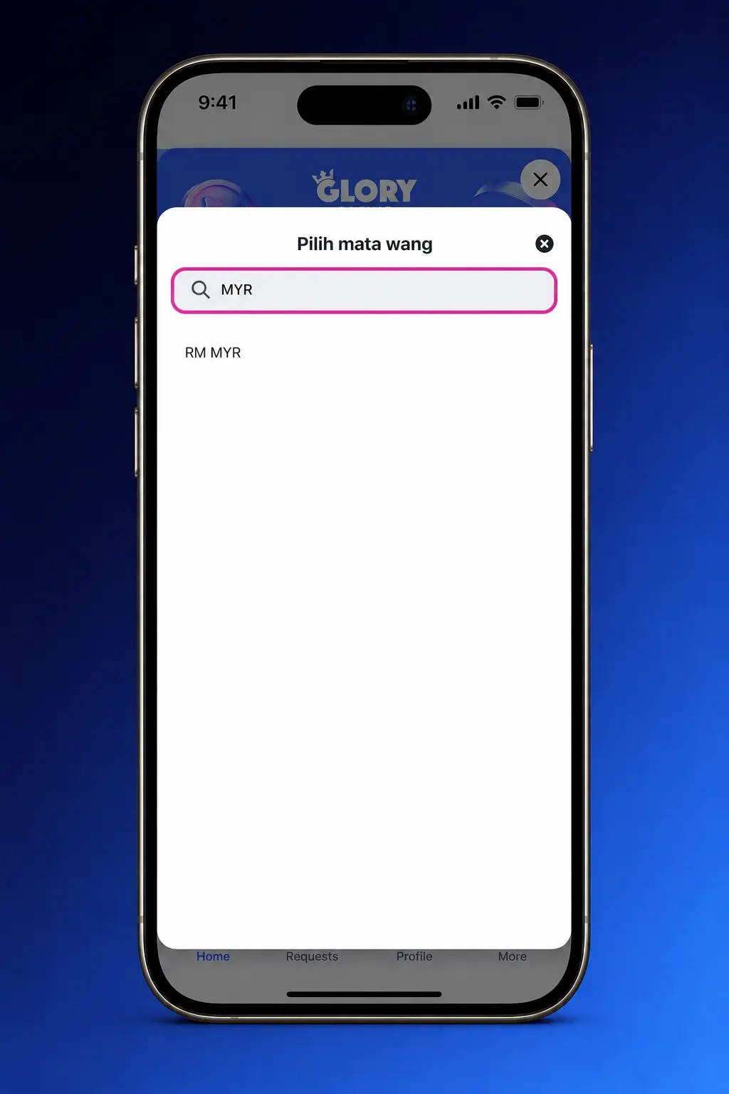 Glory Casino sign up steps showing registration form with phone, email, password, and OTP verification options