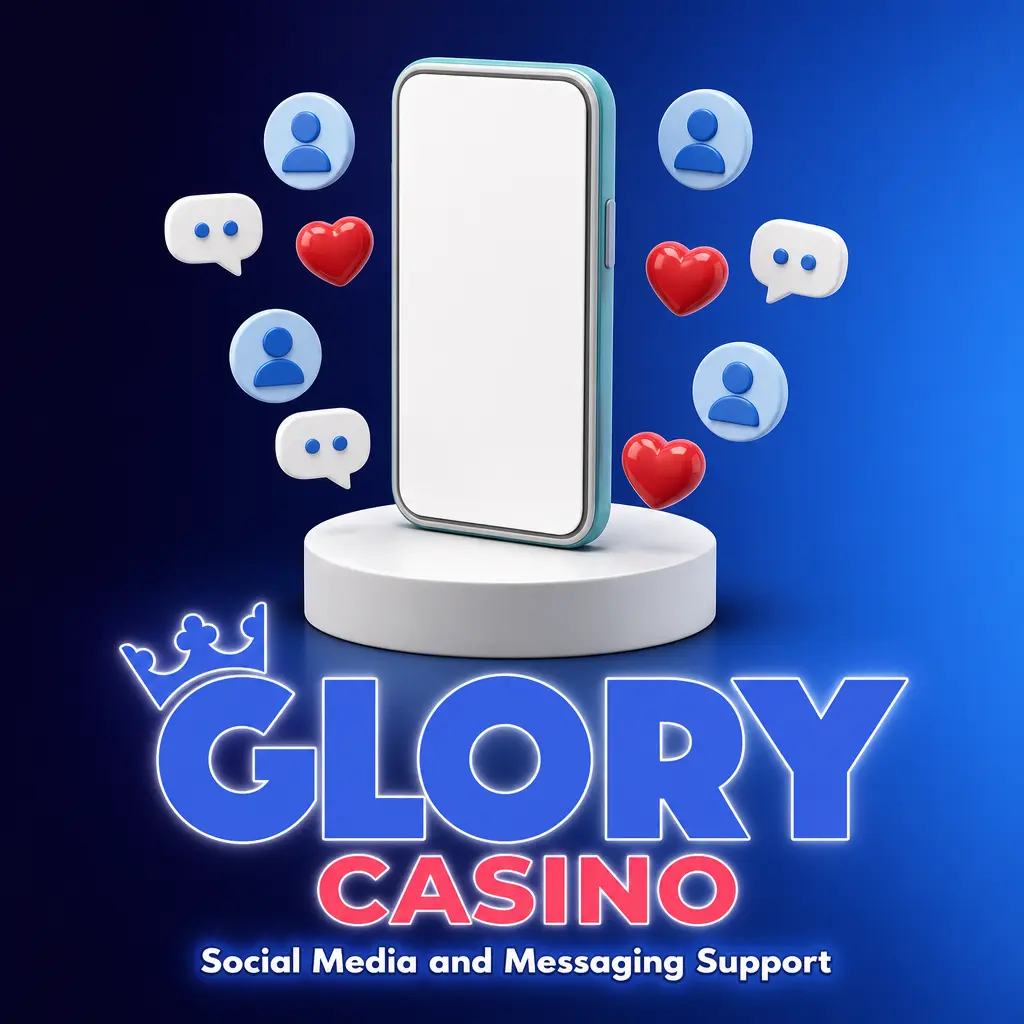 Glory Casino social media and messaging support via Telegram, Facebook, and WhatsApp for updates and general inquiries.
